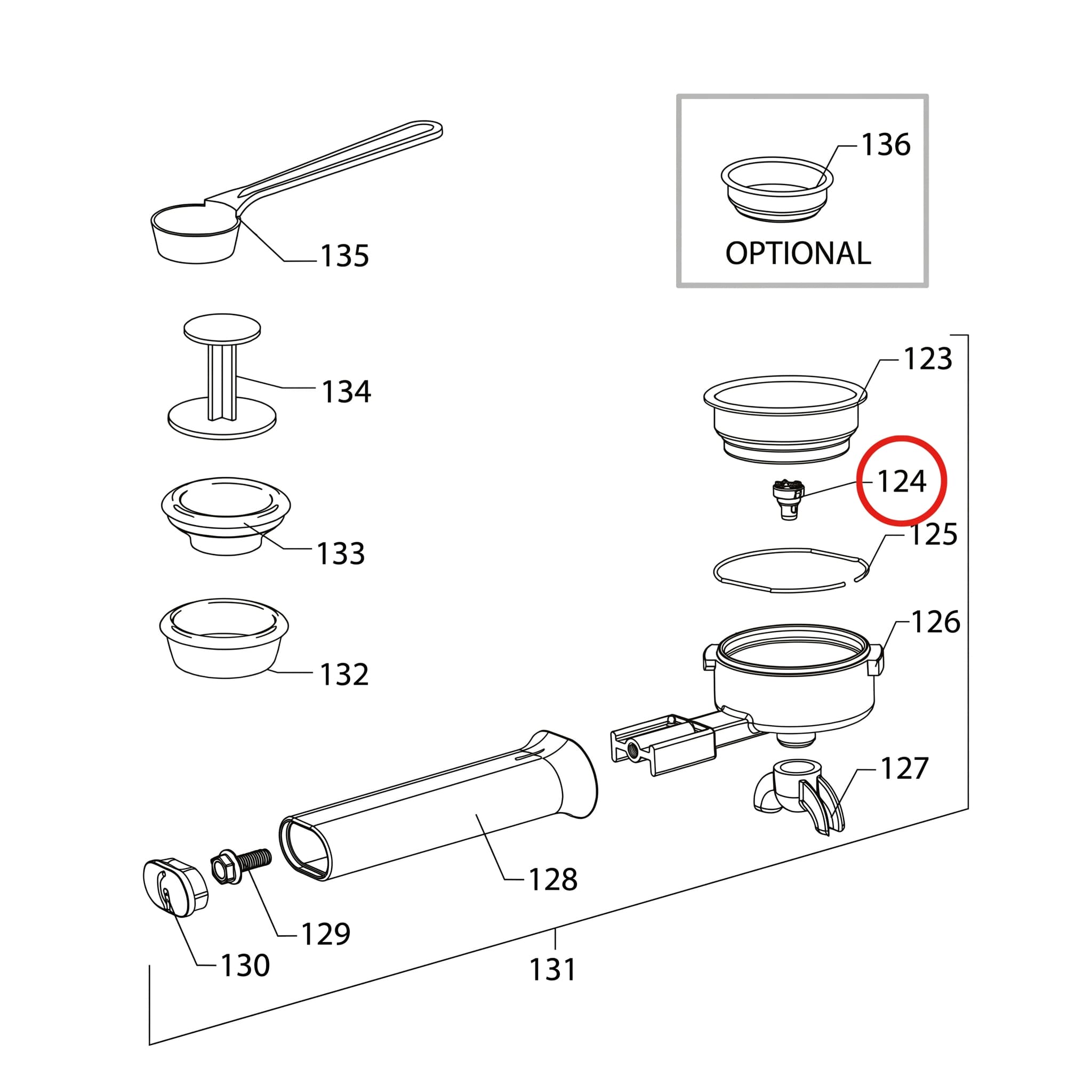 Dyse til portafilter GAGGIA Classic diagram