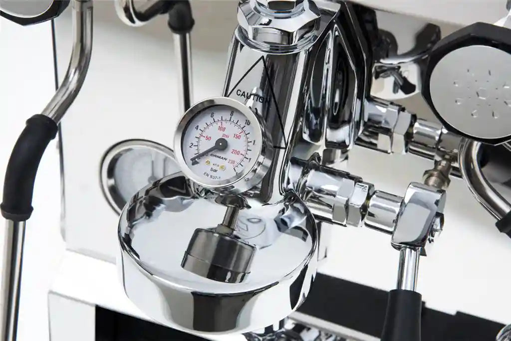 Manometer for pumpetrykk E61-gruppe hvit montert
