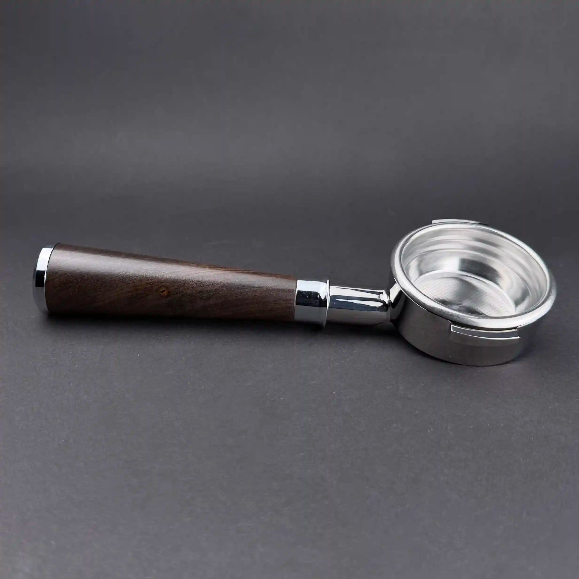 Bottomless Portafilter 58mm mørkt treverk
